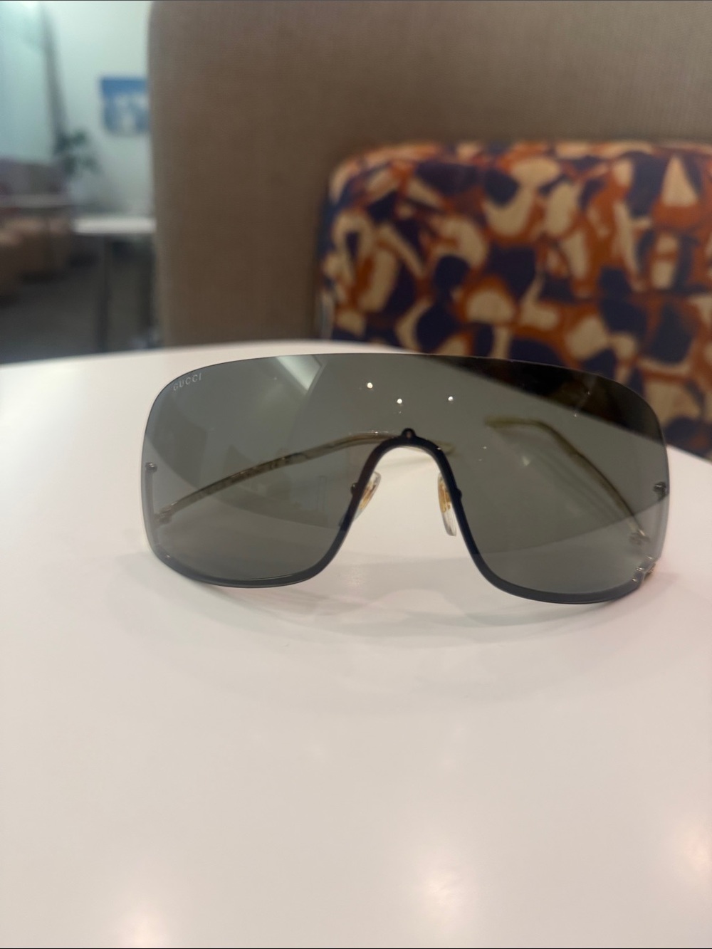 GUCCI Designer Grey Shield Sunglasses